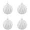 Embossed Diamond Christmas Glass Ball Ornaments - 4" (100mm) - White - 4ct